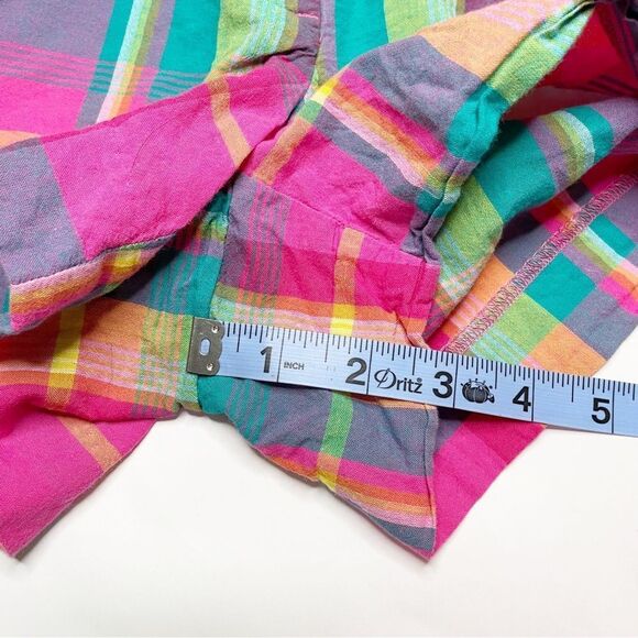 J. Crew Women’s Plaid Patchwork Madras Shorts 4 Pink Orange cotton 90s - Picture 7 of 8